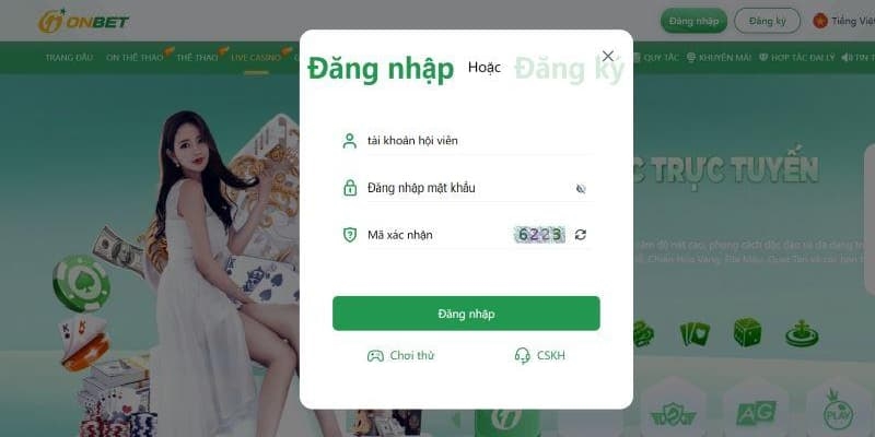 Quá trình đăng nhập Onbet trực tiếp trên website đơn giản